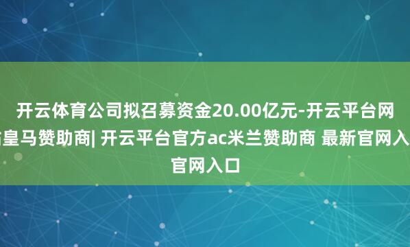 开云体育公司拟召募资金20.00亿元-开云平台网站皇马赞助商| 开云平台官方ac米兰赞助商 最新官网入口